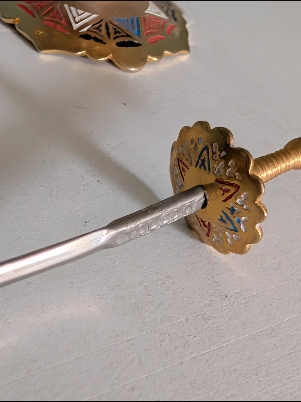 Vintage Toledo Miniature Sword Cocktail Picks Set(6) Brass Mid Century BarWare